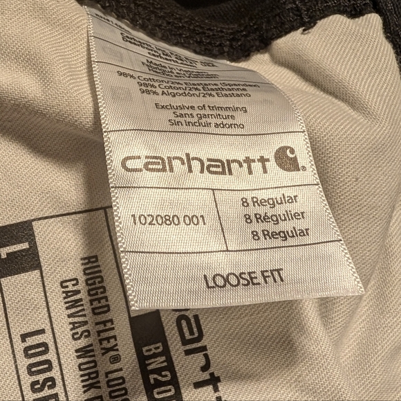 Carhartt Women's Rugged Flex Loose Fit Black Canvas Cargo Work Pants Size 8 - Picture 6 of 8